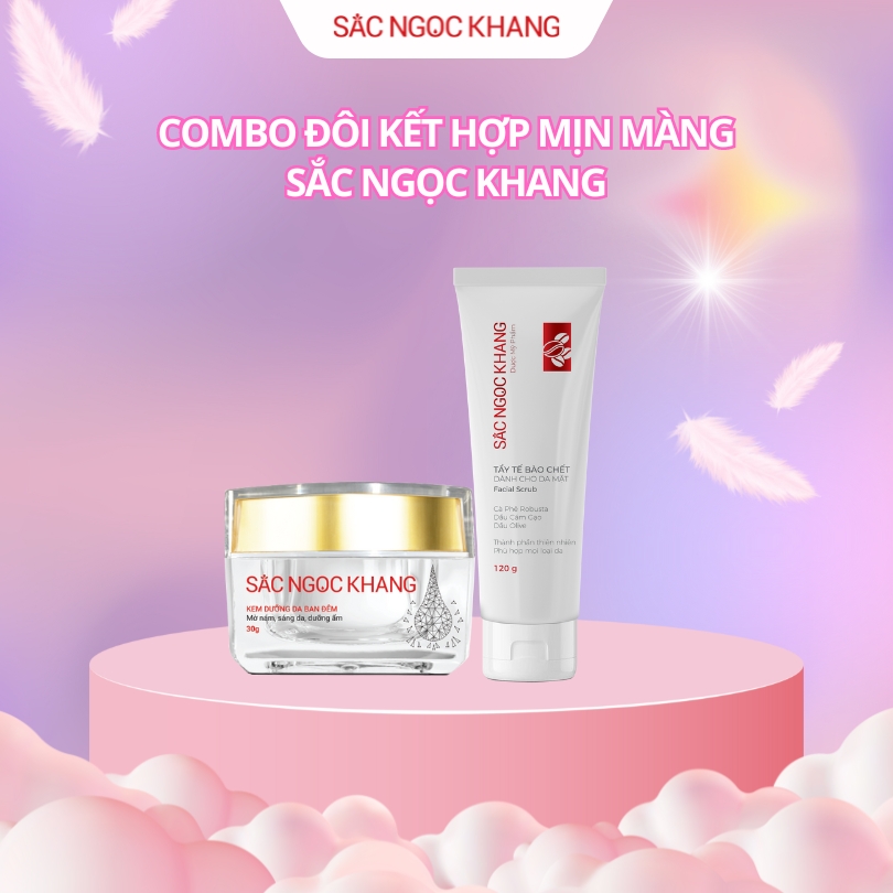 COMBO BỘ ĐÔI KẾT HỢP MỊN MÀNG: Tẩy Tế Bào Chết Da Mặt [120g] + Kem Đêm [30g]