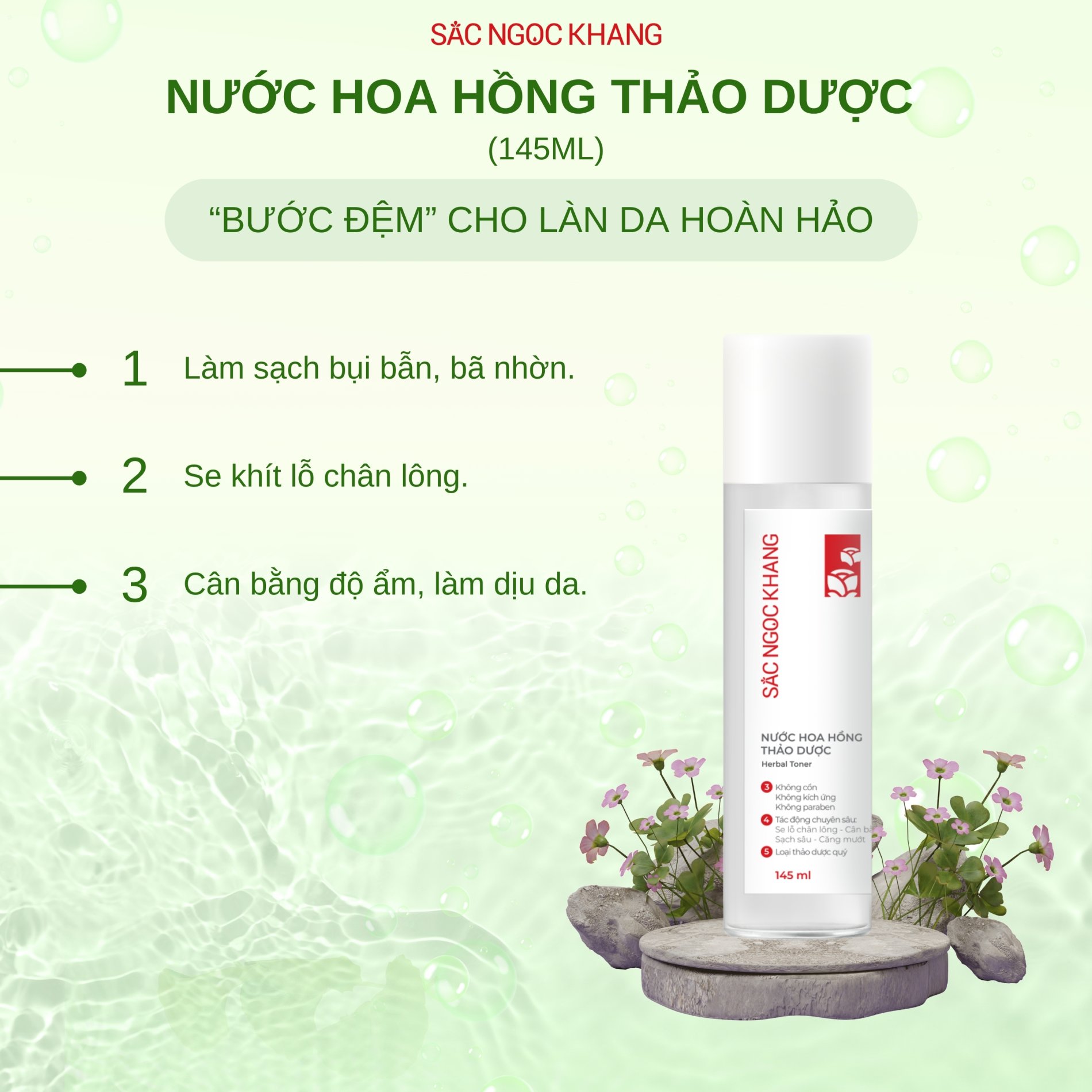 Nước Hoa Hồng Thảo Dược Sắc Ngọc Khang [Chai 145ml]