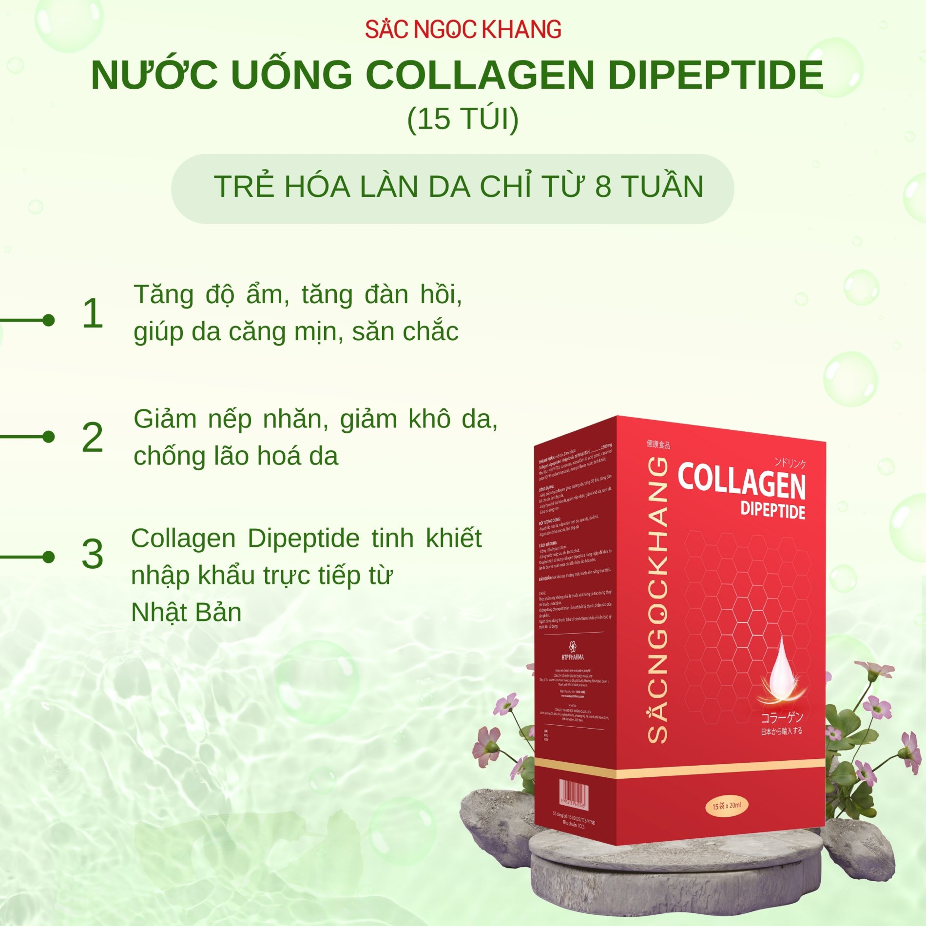 Nước Uống Collagen Dipeptide Sắc Ngọc Khang [Hộp 15 Túi]