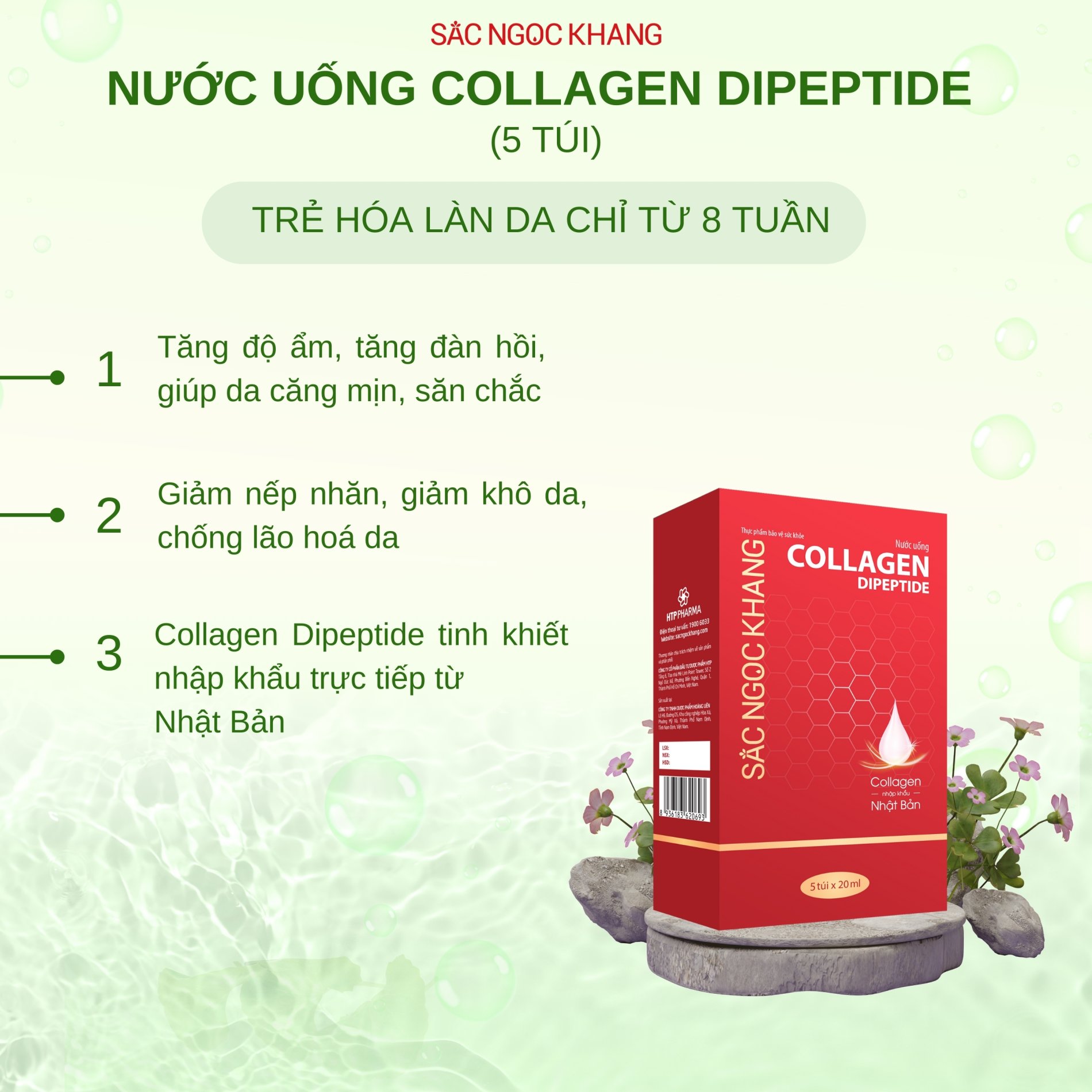 Nước Uống Collagen Dipeptide Sắc Ngọc Khang [Hộp 5 Túi]