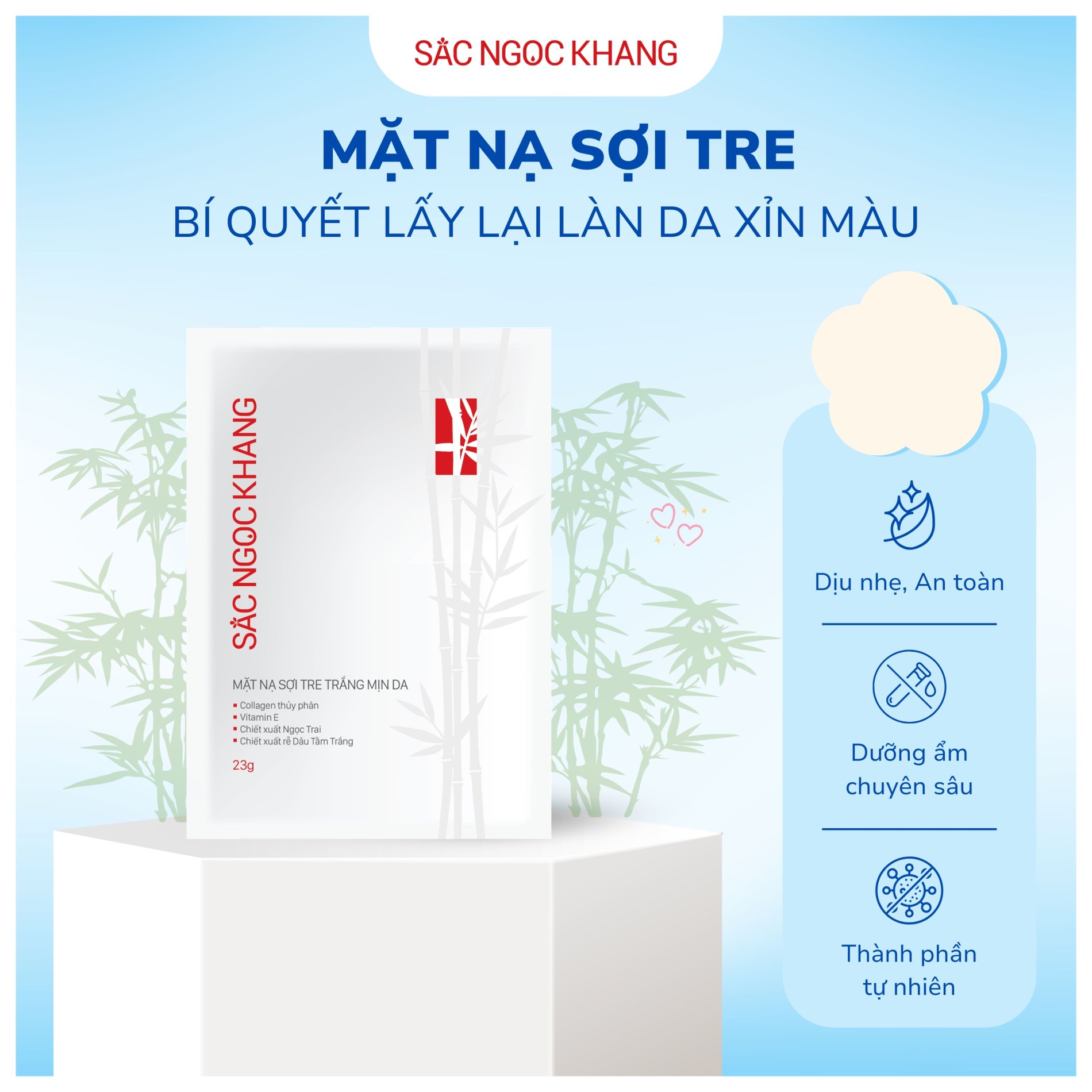 Mặt Nạ Sợi Tre Trắng Mịn Da