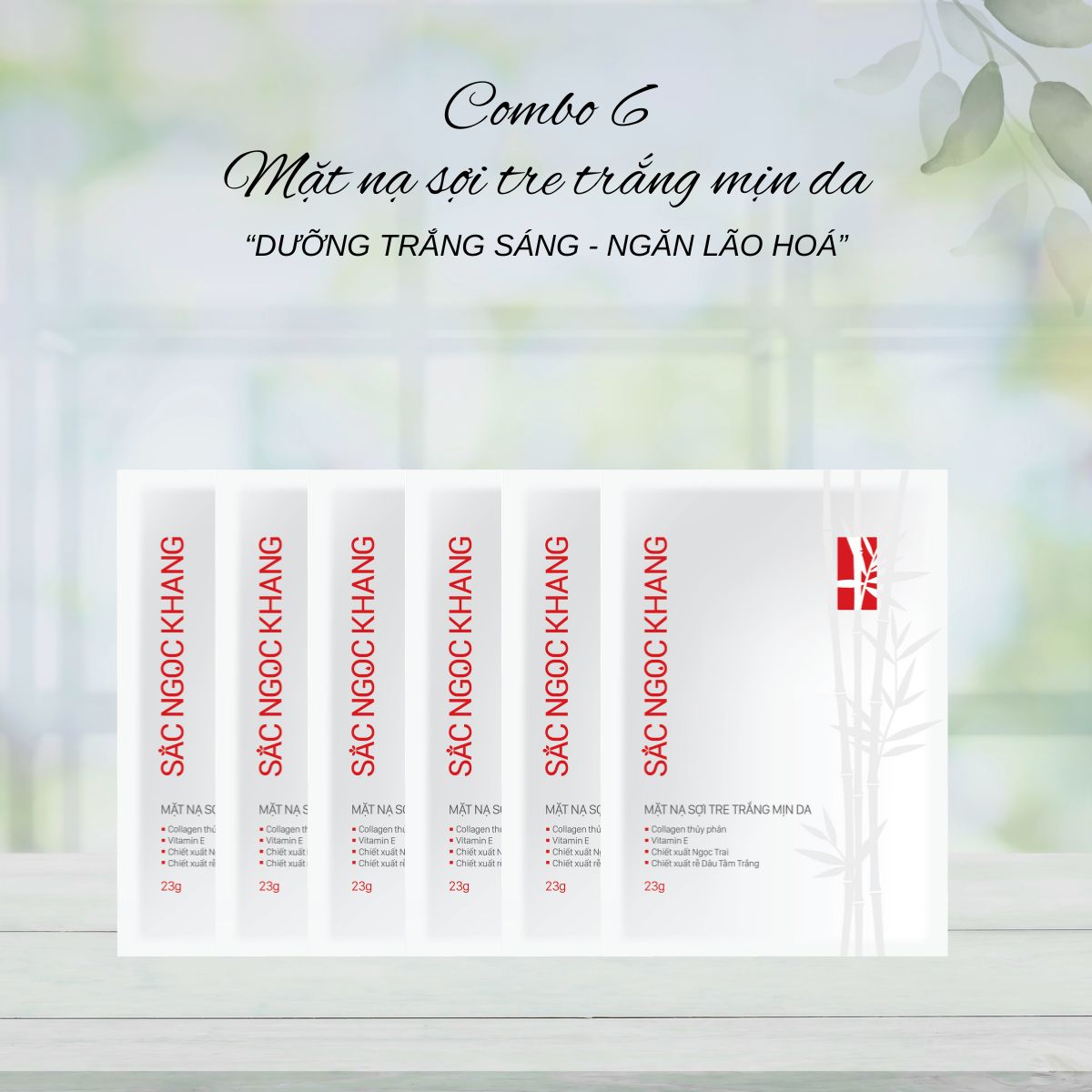 COMBO 6 Mặt Nạ Sợi Tre Trắng Mịn Da 