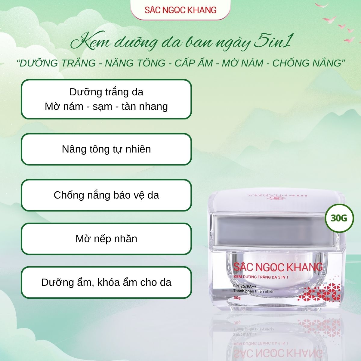 Kem dưỡng trắng da Ban Ngày 5 in 1 [30g]