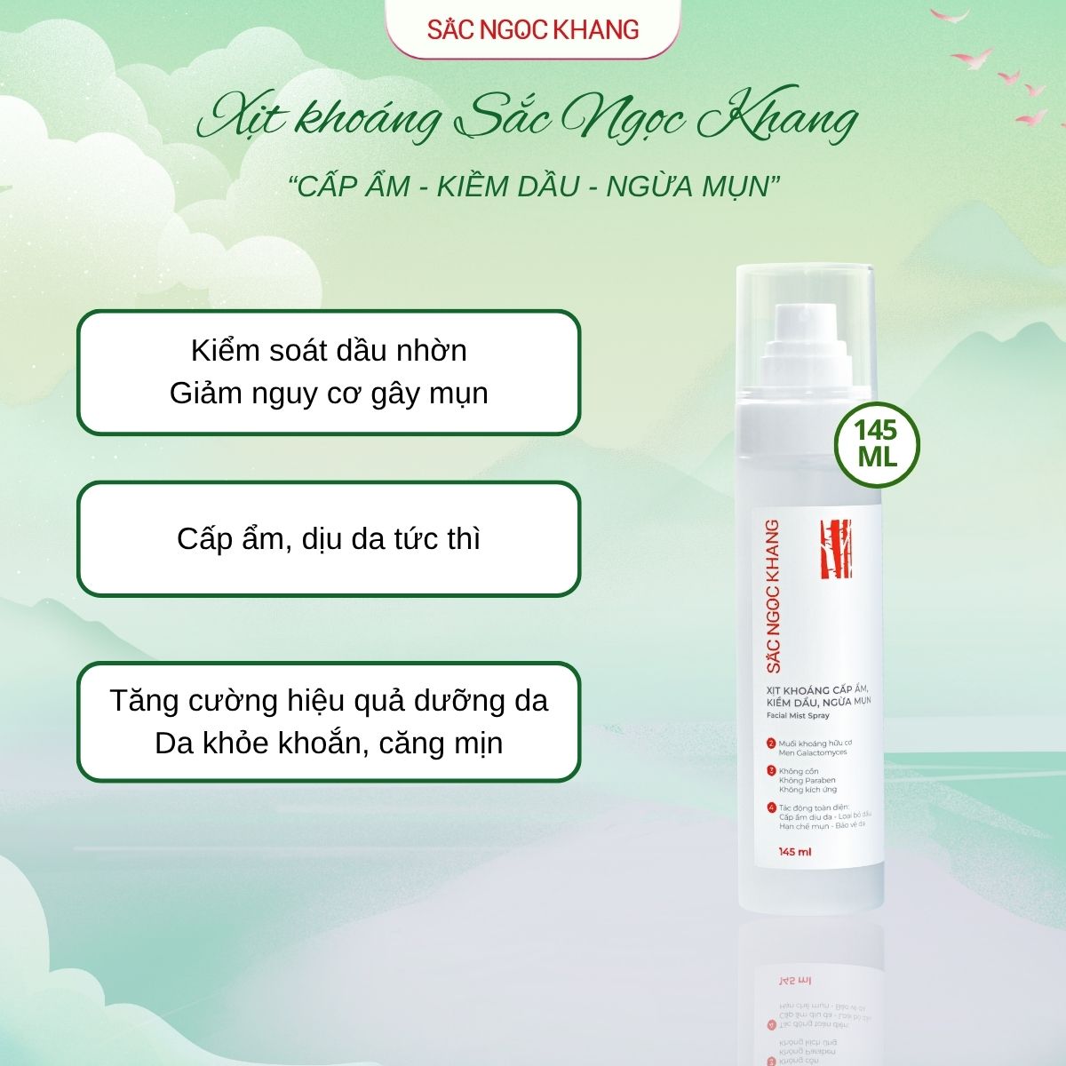 Xịt Khoáng Cấp Ẩm, Kiềm Dầu, Ngừa Mụn [145ml]