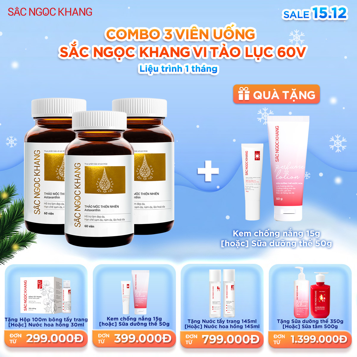 Combo 03 Hộp Viên uống SNK Vi Tảo Lục [60 Viên]