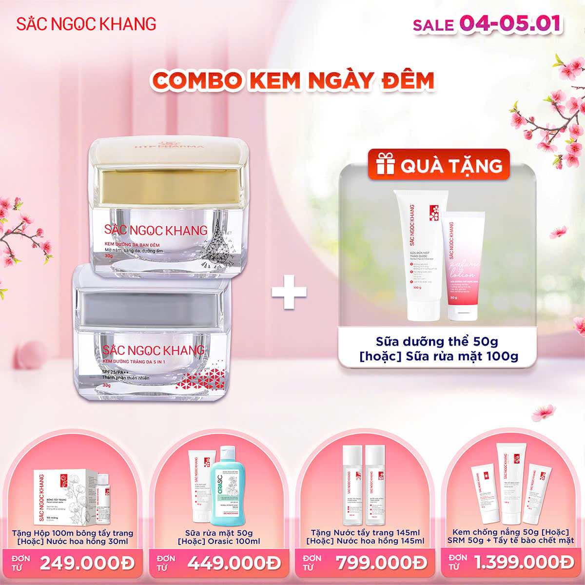 Bộ Kem Dưỡng Ngày & Đêm Sắc Ngọc Khang [30g] kèm quà tặng