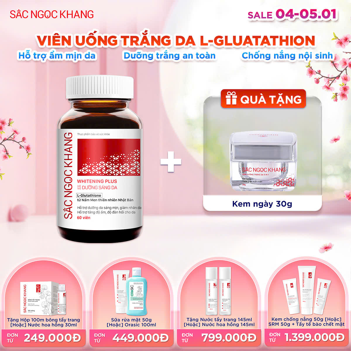 Viên uống TRẮNG DA Whitening Plus kèm quà tặng