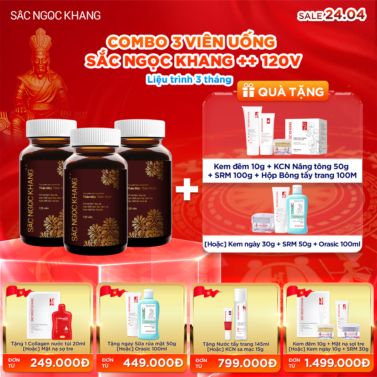 COMBO 03 Viên Uống Sắc Ngọc Khang ++ [120 Viên]  kèm quà tặng