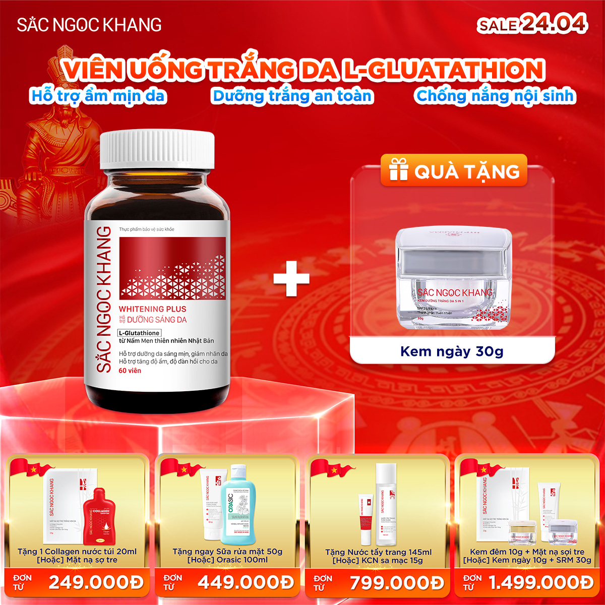 Viên uống TRẮNG DA Whitening Plus kèm quà tặng