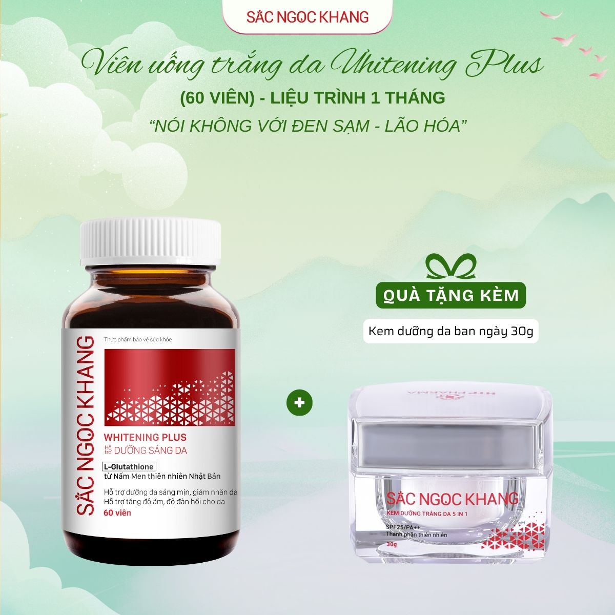 Viên uống TRẮNG DA Whitening Plus kèm quà tặng