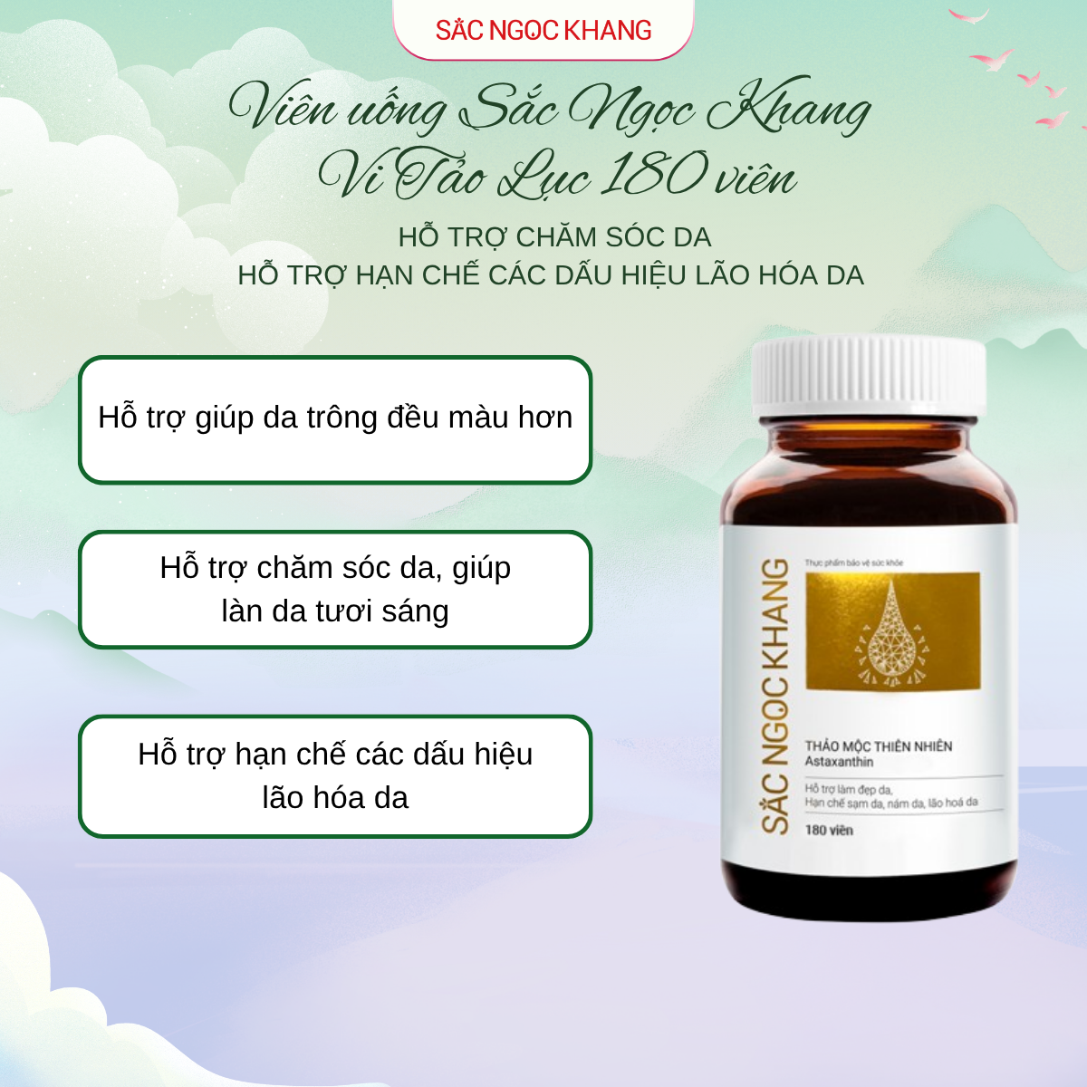 Viên Uống Sắc Ngọc Khang Vi Tảo Lục [180 viên]