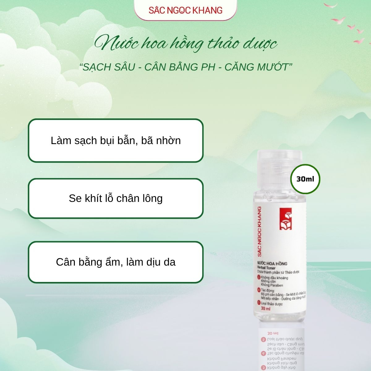 Nước Hoa Hồng Thảo Dược [30ml]