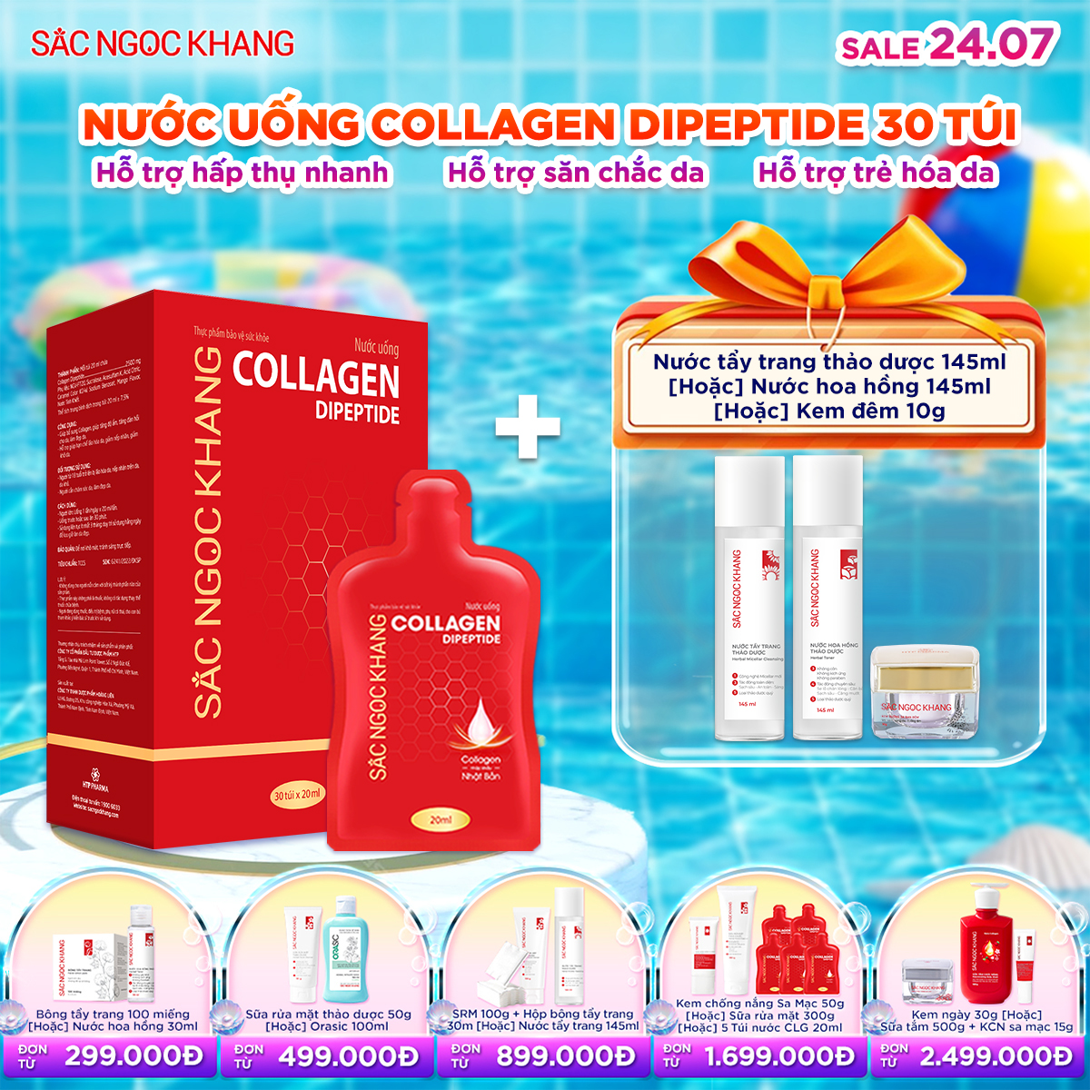 Hộp Nước Uống Collagen Dipeptide [30 Túi] Kèm quà tặng