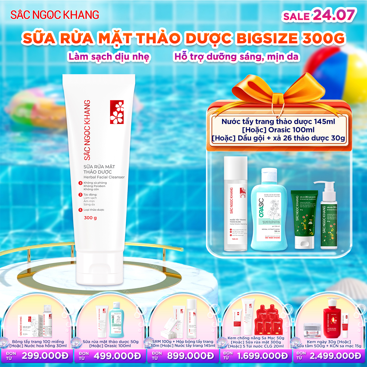 Sữa Rửa Mặt Thảo Dược Sắc Ngọc Khang [300g] kèm quà tặng