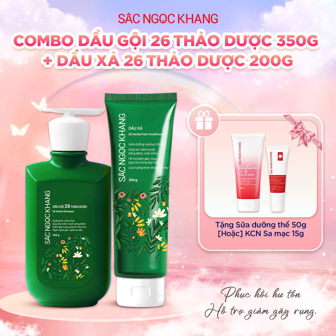 COMBO Dầu Gội + Dầu Xả 26 Thảo Dược - Kèm quà tặng