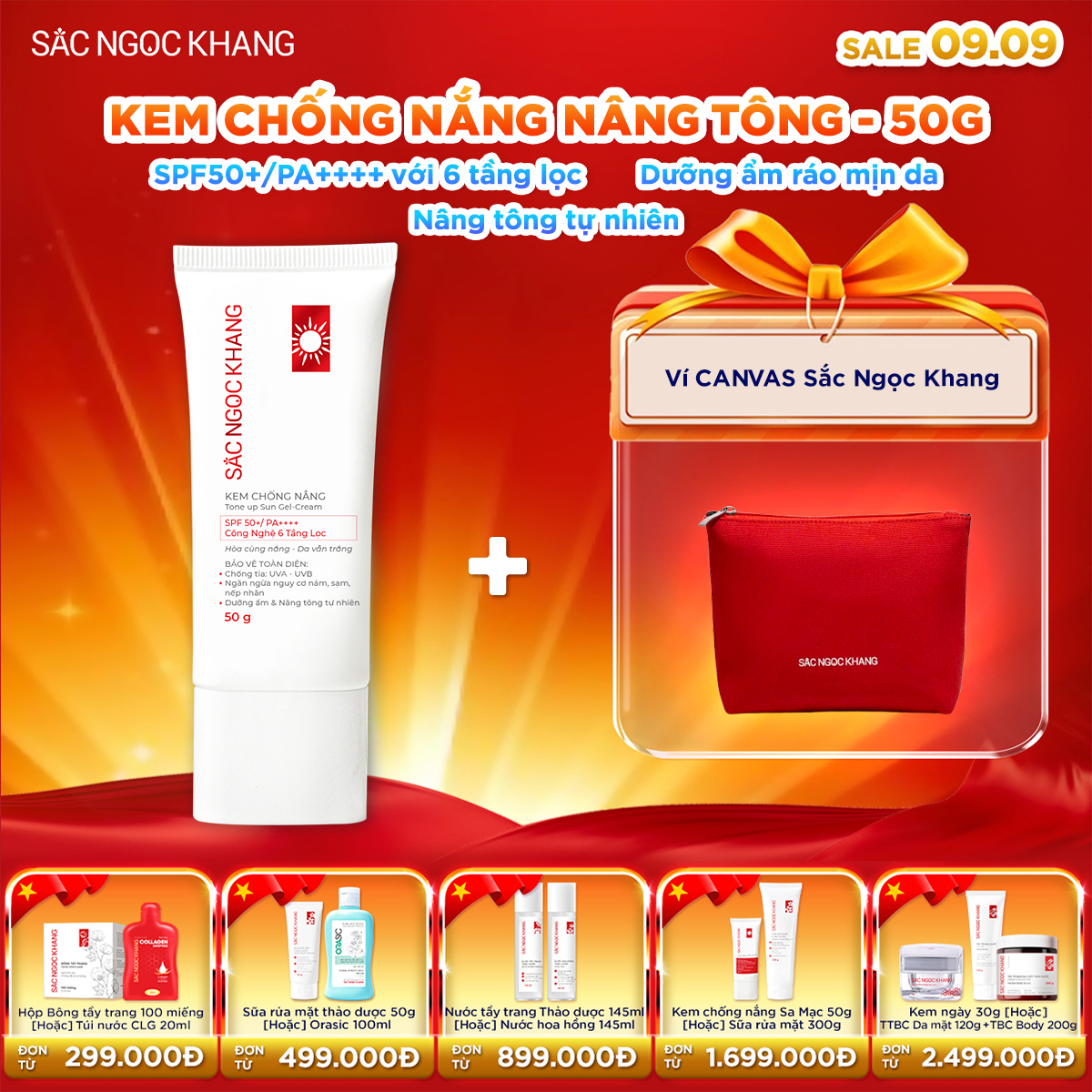 Kem chống nắng nâng tone Sắc Ngọc Khang [50g] Kèm quà tặng