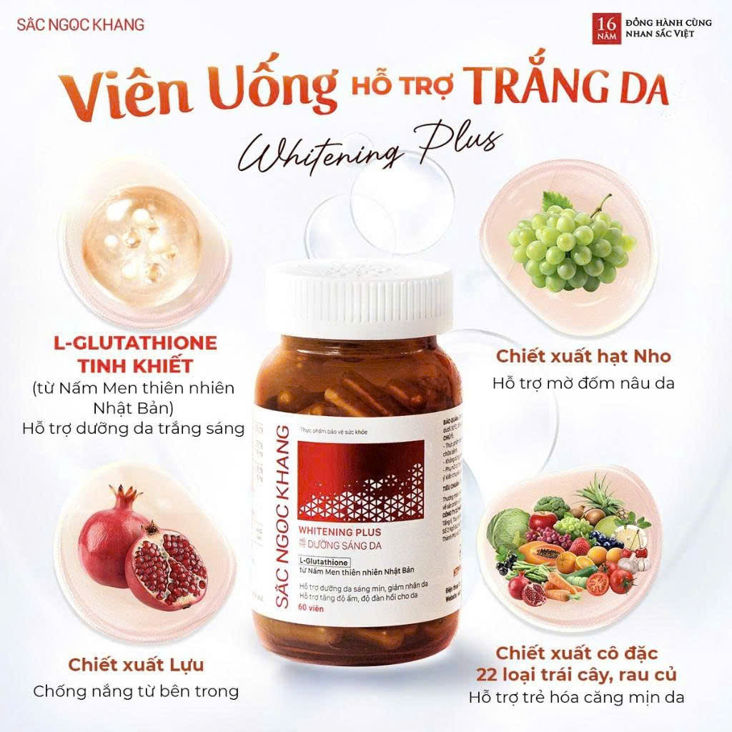 Viên uống TRẮNG DA Whitening Plus kèm quà tặng