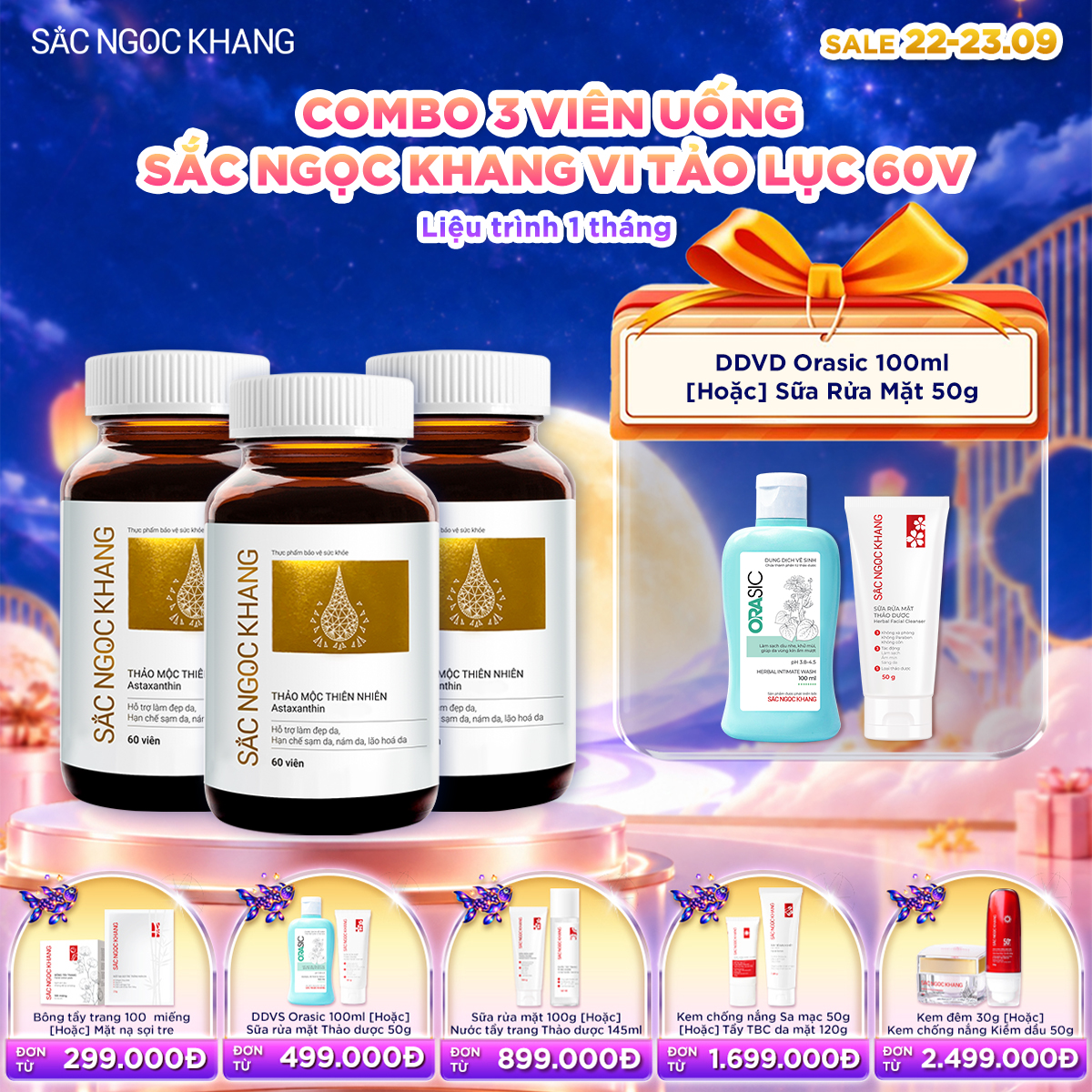 Combo 03 Hộp Viên uống SNK Vi Tảo Lục [60 Viên] kèm quà tặng