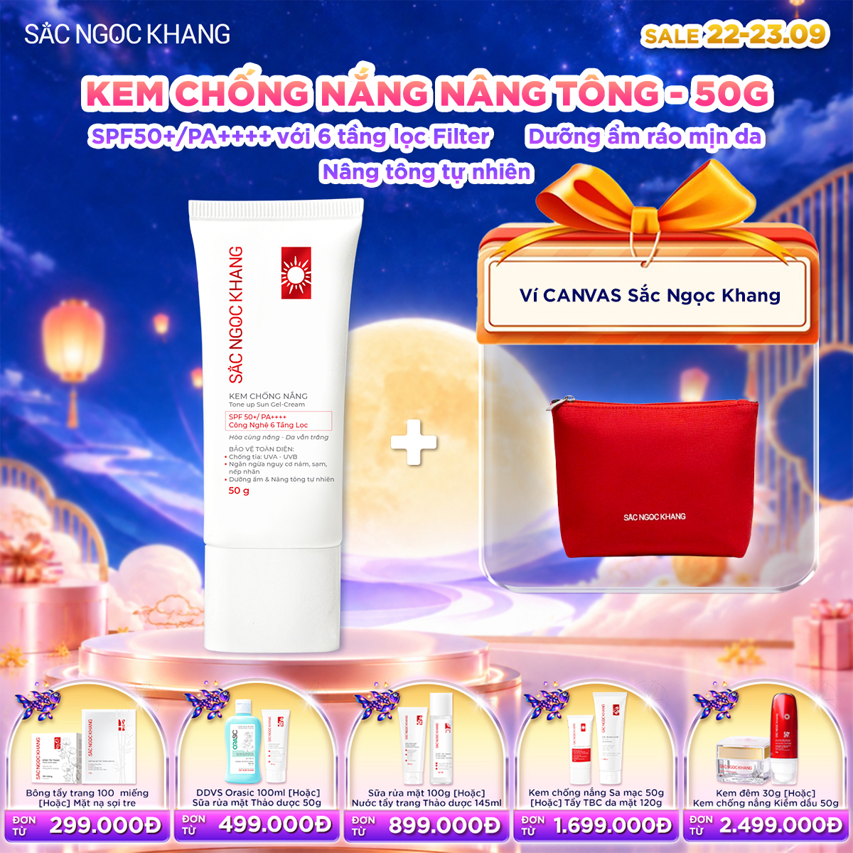Kem chống nắng nâng tone Sắc Ngọc Khang [50g] Kèm quà tặng