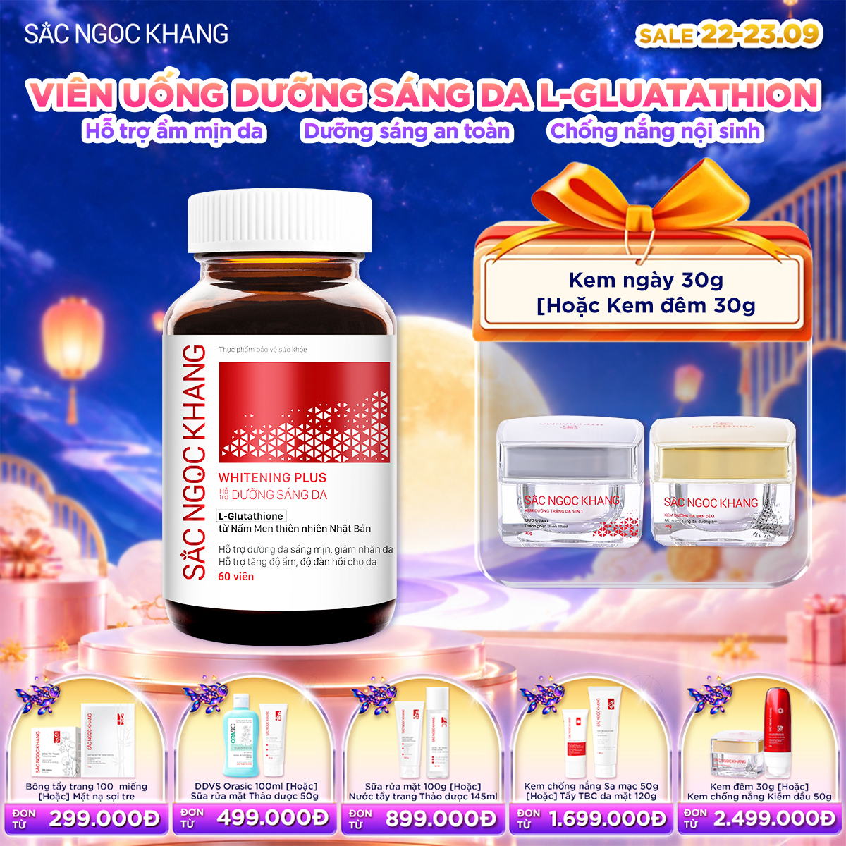 Viên uống TRẮNG DA Whitening Plus kèm quà tặng