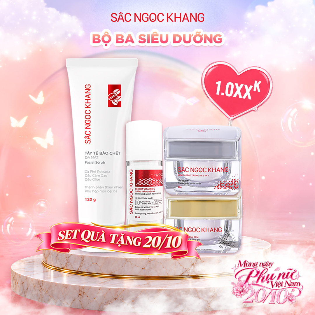 (Set quà tặng 20-10) Bộ Dưỡng Da cao cấp [Bộ kem Ngày Đêm + Serum] - Kèm quà tặng